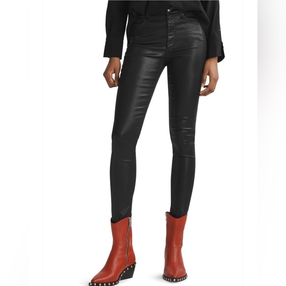 Rag & Bone Nina High Rise Women’s Skinny Jeans In Coated Black​​​​​​ - Picture 6 of 15
